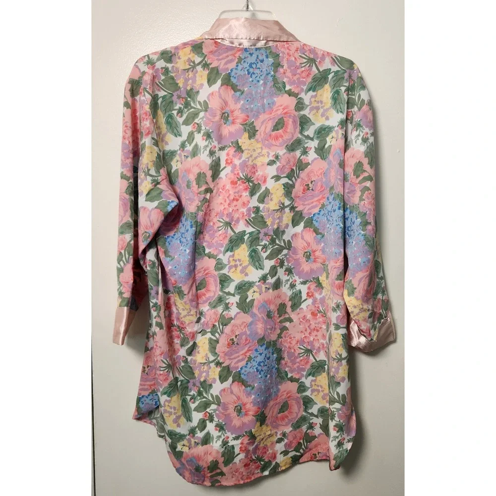 Victoria's Secret Vtg Gold Label Double Breasted Nightshirt Pink Floral Small‎